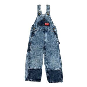 Vintage 90s Osh Kosh B’Gosh Red Label Striped Acid Wash Denim Overalls 4T USA